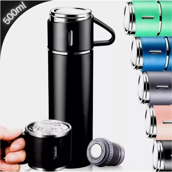 Thermos Cup 304 Stainless Steel Vacuum Insulated Bottle Gift Set Kit Coffee Mug Garrafa Térmica Vacuum Flask Set 500ml Christmas 4