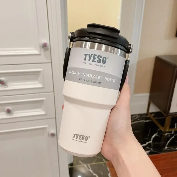 600ML Tyeso Coffee Cup Stainless Steel Thermos Bottle Portable Vacuum Mug Thermos Insulated Car Cup Milk Tea Water Bottle 2