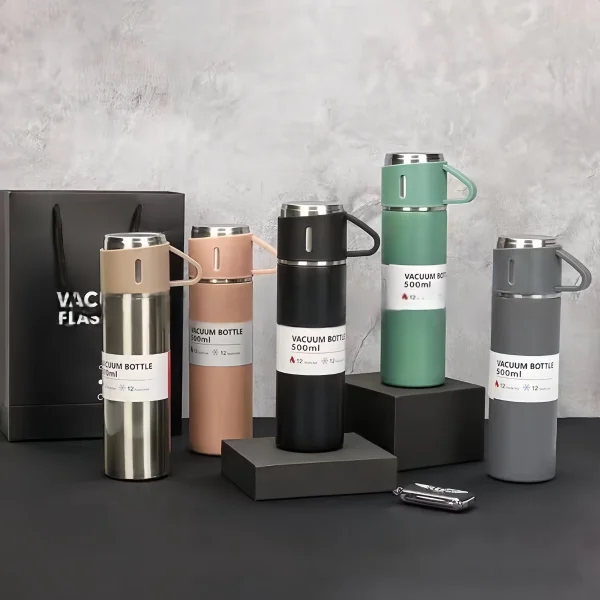 500ML 304 Stainless Steel Vacuum Insulated Bottle Gift Set Office Business Style Coffee Mug Thermos Bottle Portable Flask Carafe 4