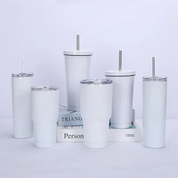 6-30OZ Sublimation Blank Straight Cup Stainless Steel Water Bottles Tumbler Coffee Mug Cup Vacuum Flasks DIY Insulated Thermos 2