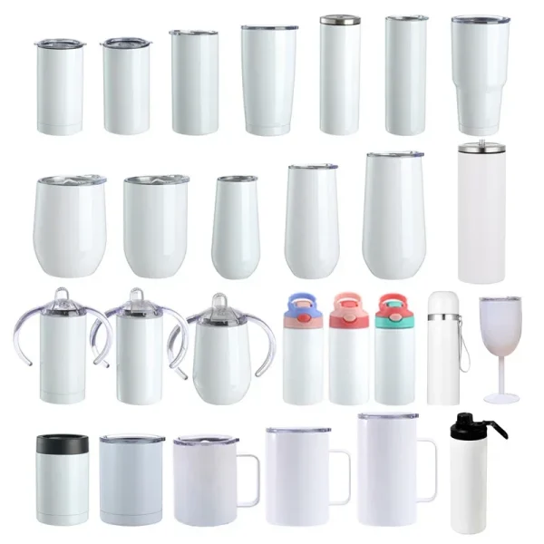 6-30OZ Sublimation Blank Straight Cup Stainless Steel Water Bottles Tumbler Coffee Mug Cup Vacuum Flasks DIY Insulated Thermos 3