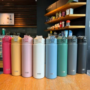 550Ml Tiesto Thermos Bottle With Straw Stainless Steel Vacuum Flask Keeps Cold and Heat Thermal Mug Sports Water Bottles 1