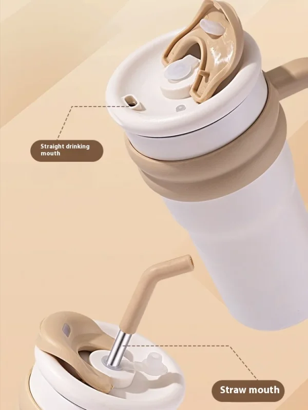 500ML Insulated Cup Cold and Hot Coffee Tumbler with Handle Lid Straw  316 Stainless Steel Water Bottle Vacuum Thermos Cup 3