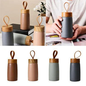 Nordic Style Insulated Coffee Cup 304 Stainless Steel Wood Grain  Mug Thermos Portable Travel Water Bottle Tea Mug Thermocup 1