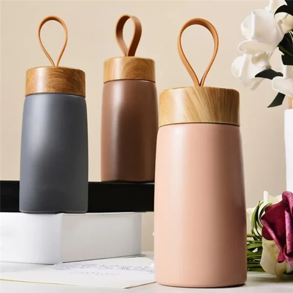 Nordic Style Insulated Coffee Cup 304 Stainless Steel Wood Grain  Mug Thermos Portable Travel Water Bottle Tea Mug Thermocup 3