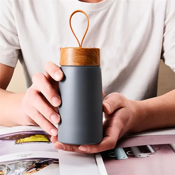 Nordic Style Insulated Coffee Cup 304 Stainless Steel Wood Grain  Mug Thermos Portable Travel Water Bottle Tea Mug Thermocup 5