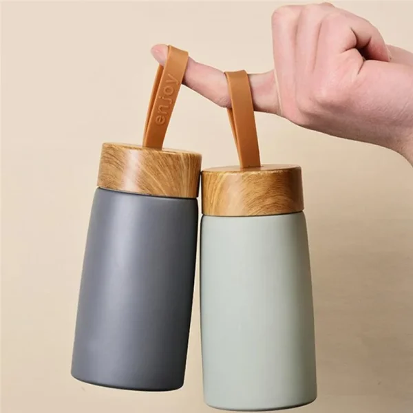 Nordic Style Insulated Coffee Cup 304 Stainless Steel Wood Grain  Mug Thermos Portable Travel Water Bottle Tea Mug Thermocup 6