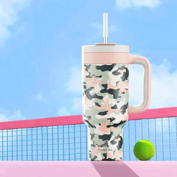 Powcan 40oz New Tumbler Handle Straw Camouflage Prints Stainless Steel Travel Leak-Proof Vacuum Car Mug Outdoor vacuum cup 3