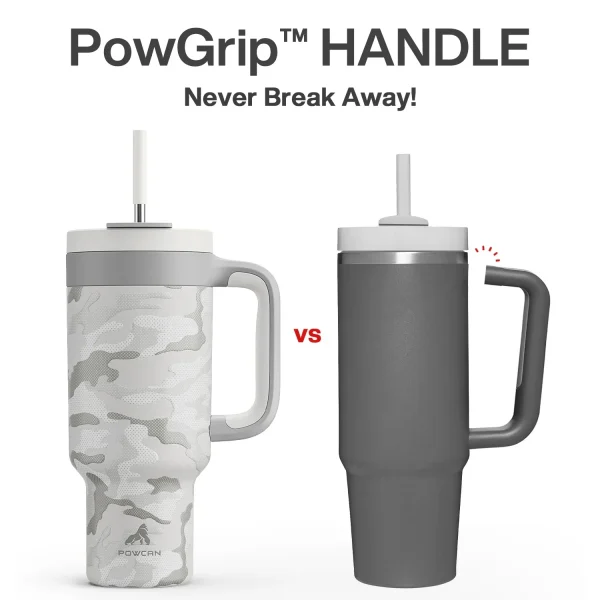 Powcan 40oz New Tumbler Handle Straw Camouflage Prints Stainless Steel Travel Leak-Proof Vacuum Car Mug Outdoor vacuum cup 4