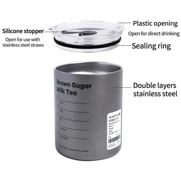 600ml thermos cup portable 304 stainless steel coffee cup thermos bottle with straw thermos drinkware 6