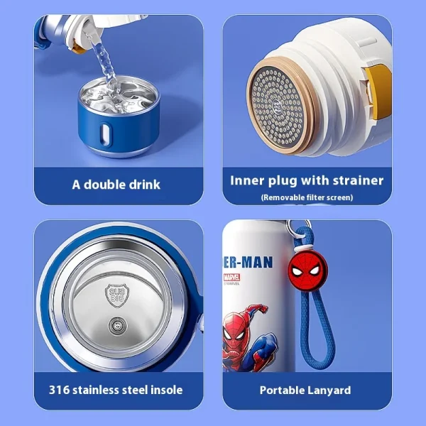 550ml Disney Spider Man Thermos Water Bottle 316 Stainless Steel Bounce Cover Insulated Water Cup Leakproof Sport Water Mug 4