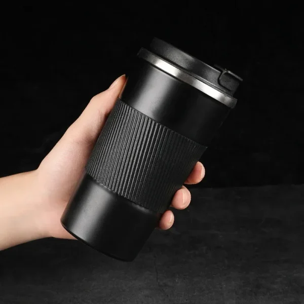304 Stainless Steel Vacuum Insulated Coffee Tumbler Business Gift Set with Genuine Leather Case 12oz/16oz Travel Mug for Office 1