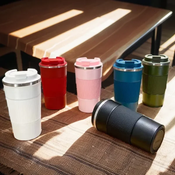 304 Stainless Steel Vacuum Insulated Coffee Tumbler Business Gift Set with Genuine Leather Case 12oz/16oz Travel Mug for Office 2