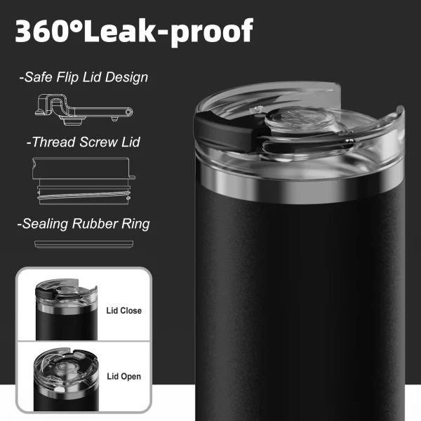 FEIJIAN 16/20oz Stainless Steel Coffee Tumbler Thermos Cup Portable Travel Mug Coffee cup with straw 2