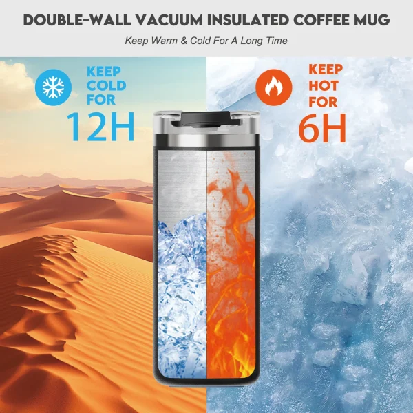 FEIJIAN 16/20oz Stainless Steel Coffee Tumbler Thermos Cup Portable Travel Mug Coffee cup with straw 3