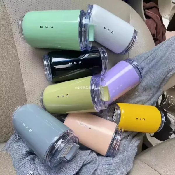 Tumbler Thermos Cup Milky White Coffee Mug Insulated Water Bottle Travel Stainless Steel Car Vacuum Flasks Drinking Kettle 귀여운물병 2