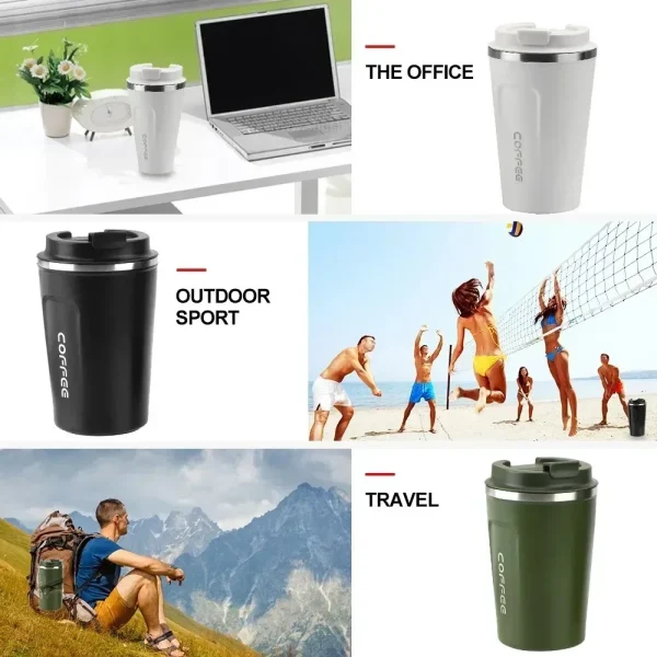 Thermo Cafe Coffee Mug Car Cup for Tea Water Coffee Double Thermos Mug Leak_Proof Travel ThermoStainless Steel 380/510ML 6