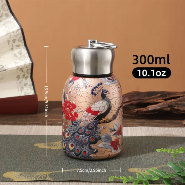 Mini Fat Kidney 304 Stainless Steel Vacuum Insulated Water Bottle, Portable Carrying Loop Travel Mug, Leak-Proof, 10oz Capacity 6