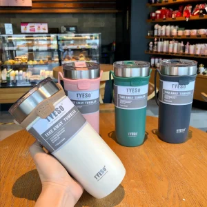 Tyeso Cup Thermal Thermos Car Water Bottle With Straw 550/710ML Thermal Cup for Beer Stainless Steel Coffee Mug Vacuum Flasks 1