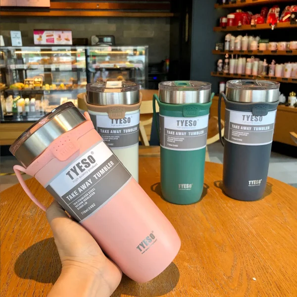 Tyeso Cup Thermal Thermos Car Water Bottle With Straw 550/710ML Thermal Cup for Beer Stainless Steel Coffee Mug Vacuum Flasks 2