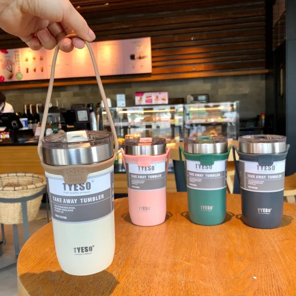 Tyeso Cup Thermal Thermos Car Water Bottle With Straw 550/710ML Thermal Cup for Beer Stainless Steel Coffee Mug Vacuum Flasks 3