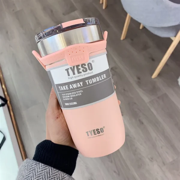 Tyeso Cup Thermal Thermos Car Water Bottle With Straw 550/710ML Thermal Cup for Beer Stainless Steel Coffee Mug Vacuum Flasks 6
