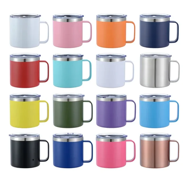 Custom Name 14oz Coffee Mug With Handle Double Wall Stainless Steel Tumbler Vacuum Insulated Thermal Beer Cup Travel Thermos 1