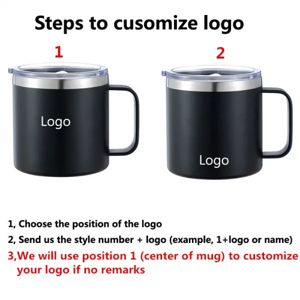 Custom Name 14oz Coffee Mug With Handle Double Wall Stainless Steel Tumbler Vacuum Insulated Thermal Beer Cup Travel Thermos 6