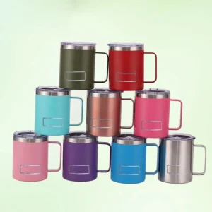 12oz Tumbler With Handle Yetys Iced Coffee Mug Stainless Steel Vacuum Thermal Beer Cup Thermos with Leakproof Lid 350ml 1