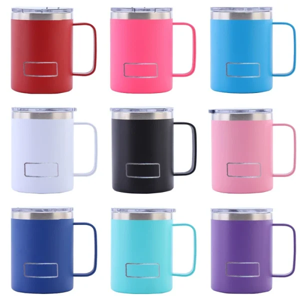 12oz Tumbler With Handle Yetys Iced Coffee Mug Stainless Steel Vacuum Thermal Beer Cup Thermos with Leakproof Lid 350ml 2