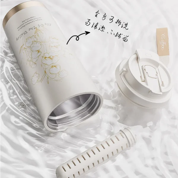 500ml Ceramic liner Coffee Mug Stainless Steel Tea Coffee Mug Thermos Flask Travel Mug Portable Large Capacity Insulated Bottles 2