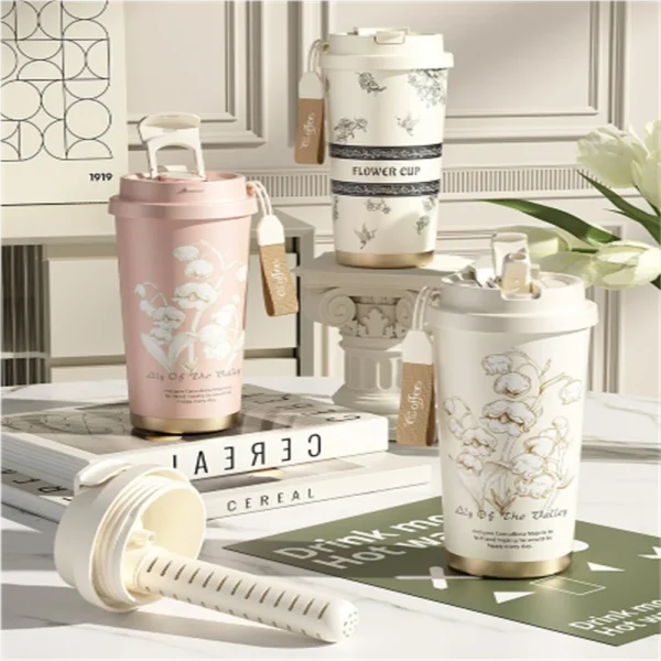 500ml Ceramic liner Coffee Mug Stainless Steel Tea Coffee Mug Thermos Flask Travel Mug Portable Large Capacity Insulated Bottles 4