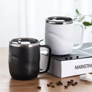 Stainless Steel Insulated Coffee Mug with Sliding Lid Vacuum Travel Mug with Handle Camping Tea Flask for Hot Cold Drinks 1