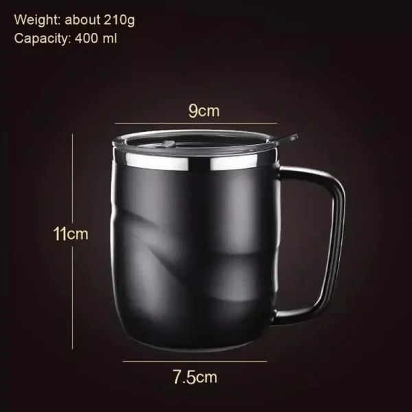 Stainless Steel Insulated Coffee Mug with Sliding Lid Vacuum Travel Mug with Handle Camping Tea Flask for Hot Cold Drinks 2