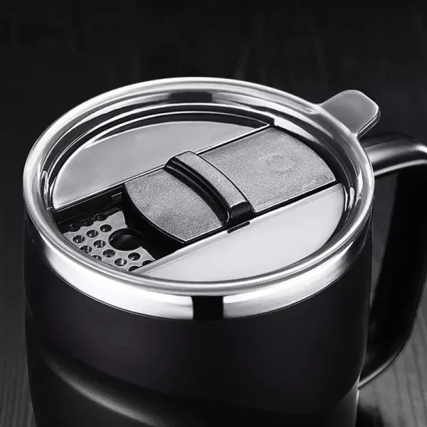 Stainless Steel Insulated Coffee Mug with Sliding Lid Vacuum Travel Mug with Handle Camping Tea Flask for Hot Cold Drinks 4