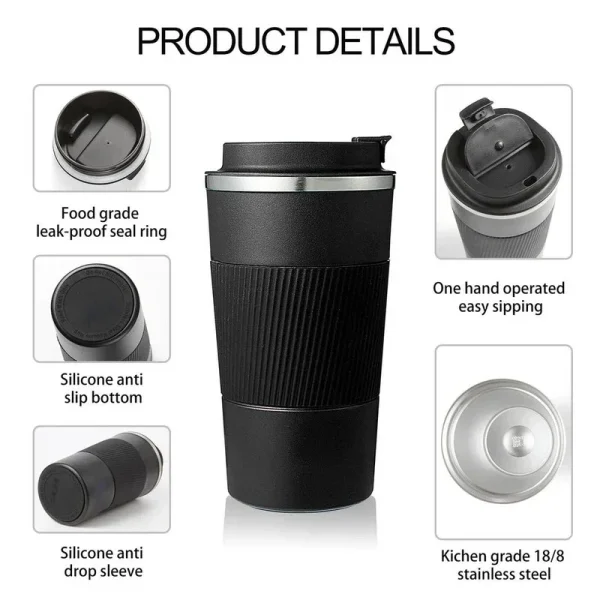 Coffee Cup Thermos Mug Stainless Steel Garrafa Termico Caneca Termica Cafe Copo Non-slip Travel Car Insulated Bottle 380ml 510ml 5