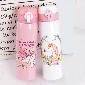 Cute Unicorn Thermos Bottle Stainless Steel Thermal Mug Bouncing Lid Water Bottle for Children Girls Gifts Portable Drinkware 1