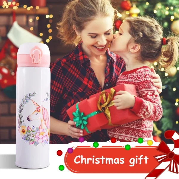 Cute Unicorn Thermos Bottle Stainless Steel Thermal Mug Bouncing Lid Water Bottle for Children Girls Gifts Portable Drinkware 6