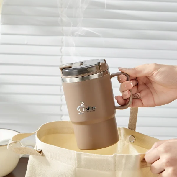 WORTHBUY New Double-Wall Thermal Insulated Coffee Mug 304 Stainless Steel Water Cup With Spoon&Tea Strainer Sealed Drinking Cup 5
