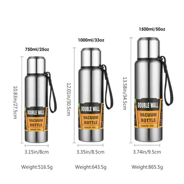500/1000ml Large Capacity Thermal Bottle Vacuum Double Wall 304 Stainless Steel Hot Cold Water Flask Thermos Coffee Mug 6