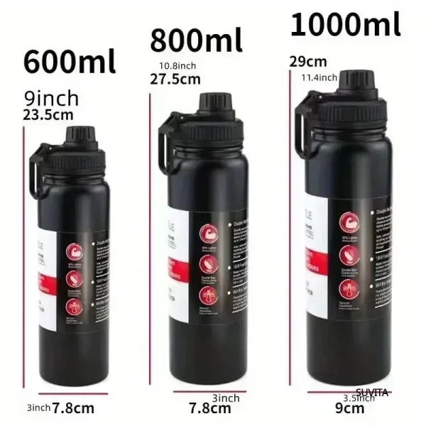 Outdoor Thermos Water Bottle Stainless Steel Insulated Cup Keeps Cold and Heat Thermal Mug Travel Vacuum Flasks 600/800/1000ML 6
