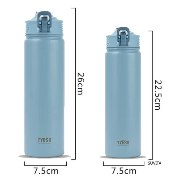 TYESO 600ML/750ML Thermos Water Bottle With Straw Stainless Steel Car Thermal Sports Cup Keeps Cold and Heat Thermal Travel Mug 6