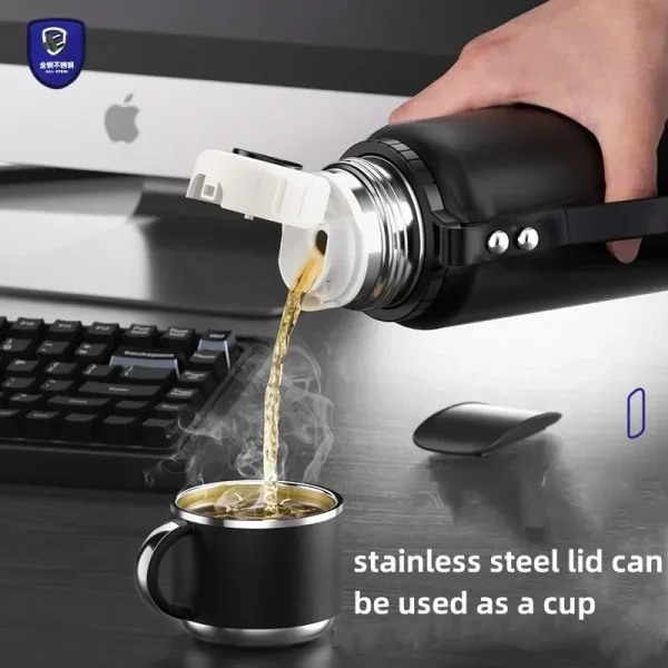 Portable High Appearance Large Capacity Stainless Steel Vacuum Thermos for Hot Coffee Vacuum Thermal Water Bottle Insulated Cup 2