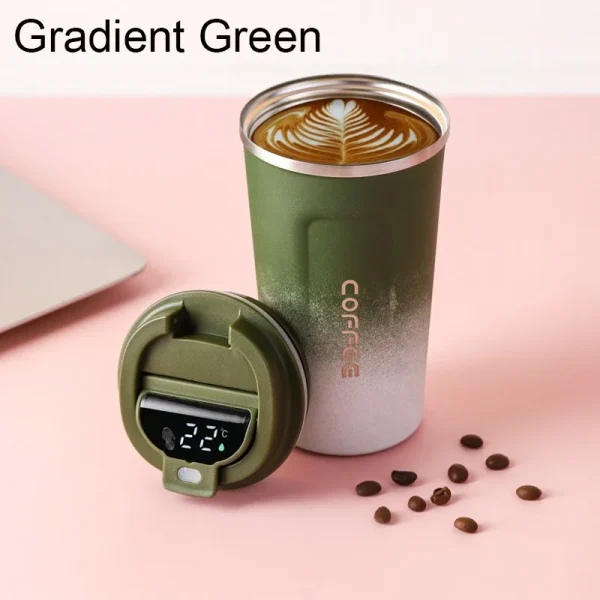 New Intelligent Temperature Measurement Stainless Steel Coffee Cup Thermos Cup Solid Color Gradual Change Optional Portable 3