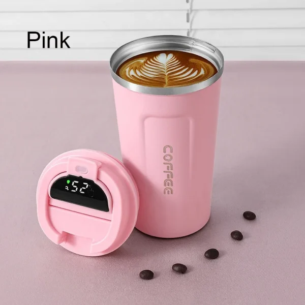 New Intelligent Temperature Measurement Stainless Steel Coffee Cup Thermos Cup Solid Color Gradual Change Optional Portable 4