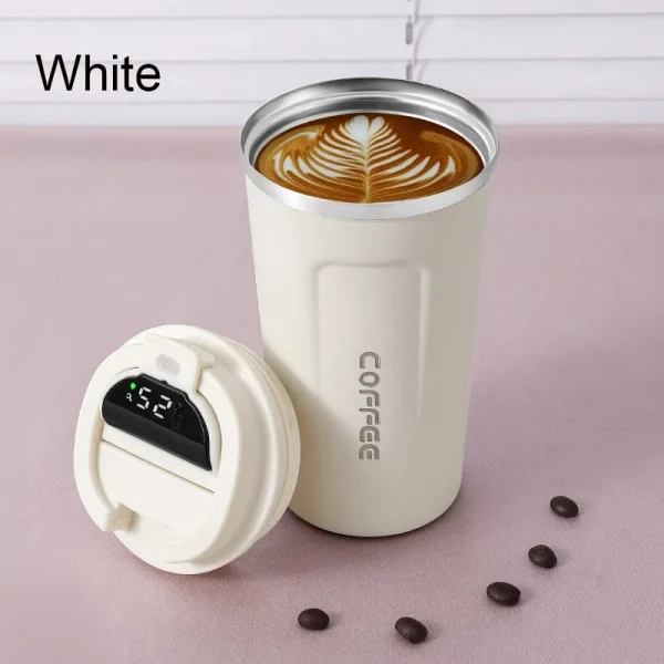 New Intelligent Temperature Measurement Stainless Steel Coffee Cup Thermos Cup Solid Color Gradual Change Optional Portable 5