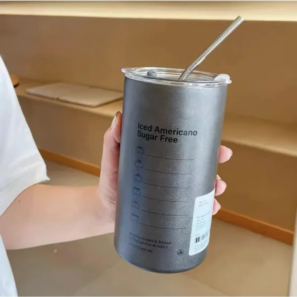 20OZ Iced American Insulated Coffee Cup Stainless Steel with Lid Cup with Straw TravelCoffeeCup DoubleLayerInsulated Thermos Cup 4