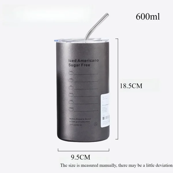 20OZ Iced American Insulated Coffee Cup Stainless Steel with Lid Cup with Straw TravelCoffeeCup DoubleLayerInsulated Thermos Cup 6