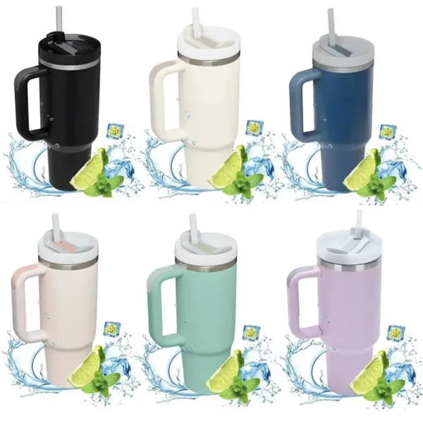1200ML 304 Stainless Steel Insulated Water Bottle,Thermal Coffee Car Cup, Cold Hot Mugs Vacuum Flask With Handle Straw,For Sport 1