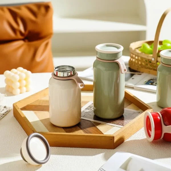 Mini Stainless Steel Insulated Water Bottle 400ml Thermos Cup Portable Leak Proof With Lid Travel Mug Milk Juice Coffee Wate Cup 2
